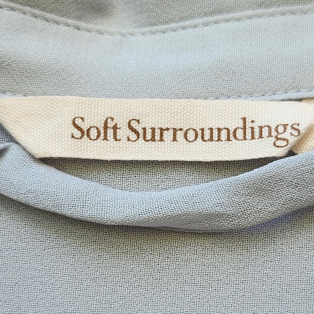 Soft Surroundings Ibiza Maxi Shirt Dress Women's Extra Small Blue Embroidered - Picture 4 of 15
